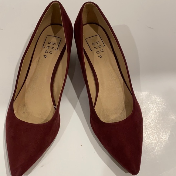 ShuShop Shoes - SHU SHOP BURGUNDY BLOCK HEELED SHOE